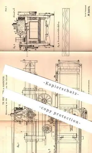 original Patent - Th. Nehlmeyer , Hannover , 1885 , Ballenpresse für Stroh | Strohpresse | Presse , Pressen , Landwirt !