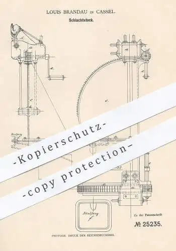 original Patent - Louis Brandau , Kassel , 1883 , Schlachtstock | Schlachten , Schlachter , Fleischer , Fleisch , Tier