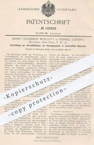 original Patent - Henry Goodrich Wolcott , Fishkill Landing , New York , USA , 1899 , Kopieren von Phonogramm Aufnahmen