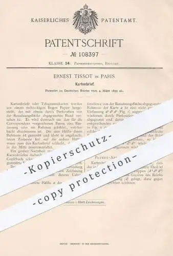 original Patent - Ernest Tissot , Paris , 1899 , Kartenbrief | Karte , Postkarte , Brief , Papier , Papierfabrik , Post