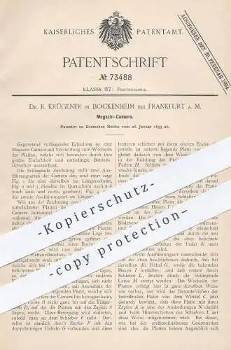 original Patent - Dr. R. Krügener , Frankfurt / Bockenheim  1893 , Magazin - Kamera | Fotokamera | Fotograf , Fotografie