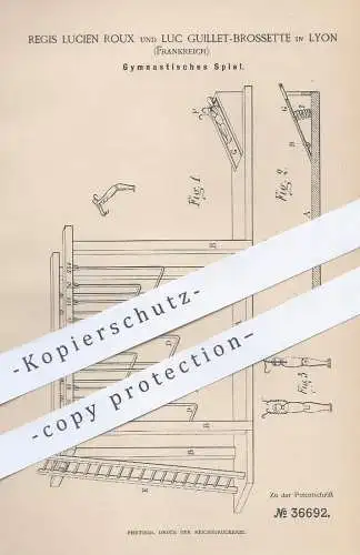 original Patent - Regis Lucien Poux , Luc Guillet Brosette , Lyon , Frankreich , 1886 , Gymnastik - Spiel | Sport !!