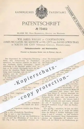 original Patent - WM. James Wright , Cooperstown | James MC Gavin , MC Kerrow | David Lewis Trax , Oil City | Holz Hobel