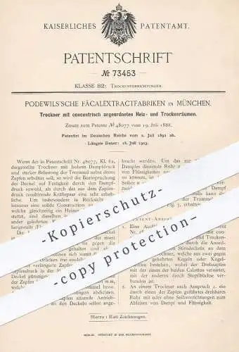 original Patent - Podewils'sche Fäcalextractfabriken , München , 1892 , Trockner mit Heiz- u. Trockenräumen | Heizung !!