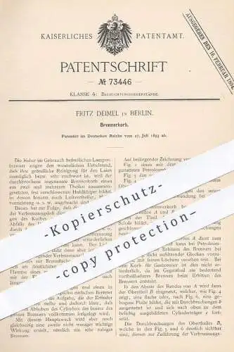 original Patent - Fritz Deimel , Berlin , 1893 , Brennerkorb | Brenner - Korb | Gasbrenner , Licht , Beleuchtung !!!