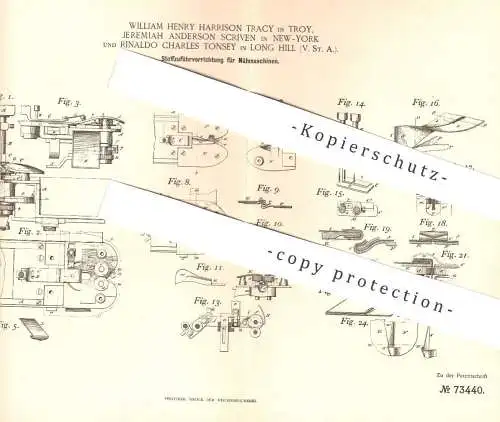 original Patent - William H. H. Tracy , Troy | Jeremiah A. Scriven | Rinaldo Ch. Tonsey , Long Hill , Nähmaschine