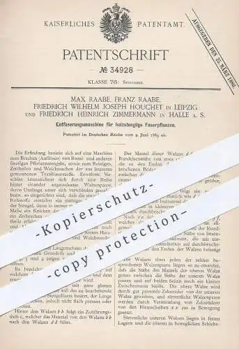 original Patent - Max & Franz Raabe , Fr. W. J. Houchet , Leipzig | Fr. H. Zimmermann , Halle | Entfaserungsmaschine