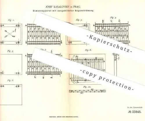 original Patent - Josef Kasalovsky , Prag , 1885 , Osmoseapparat mit ausgebildeter Gegenströmung | Osmose , Zuckerfabrik