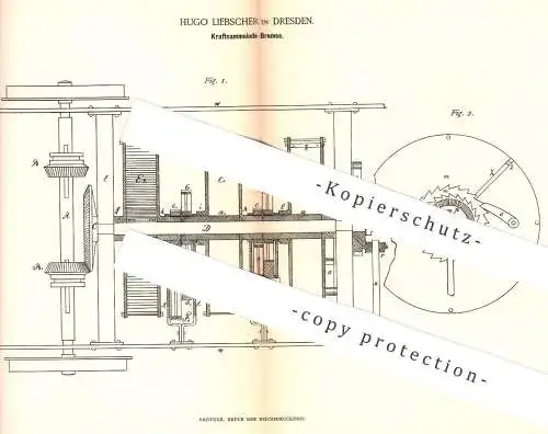 original Patent - Hugo Liebscher , Dresden , 1885 , Kraftsammelnde Bremse | Bremsen , Eisenbahn , Straßenbahn !!!