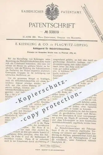 original Patent - E. Kiessling & Co. , Leipzig , 1885 , Kehlung - Holzabrichtmaschinen | Holz - Hobel , Tischler !!