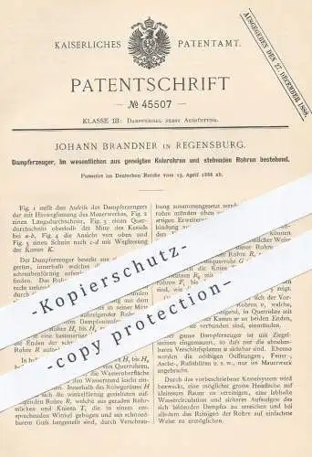 original Patent - Johann Brandner , Regensburg , 1888 , Dampferzeuger | Dampf - Erzeuger | Dampfkessel , Kessel !!