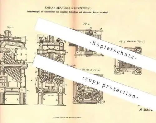 original Patent - Johann Brandner , Regensburg , 1888 , Dampferzeuger | Dampf - Erzeuger | Dampfkessel , Kessel !!