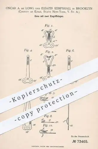 original Patent - Oscar A. de Long , Eleazer Kempshall , Brooklyn , Kings , New York , USA , 1893 , Öse für Kleidung