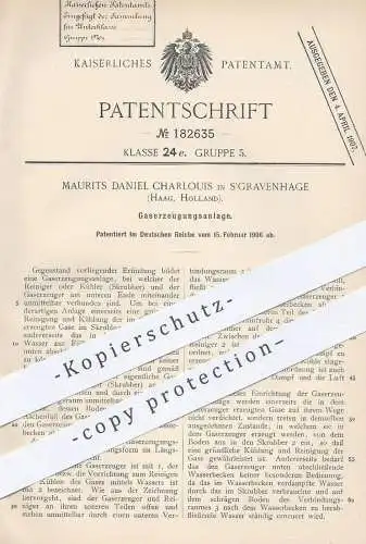 original Patent - Maurits Daniel Charlouis , S'Gravenhage , Haag , Holland , 1906 , Anlage zur Gaserzeugung | Gas !!!