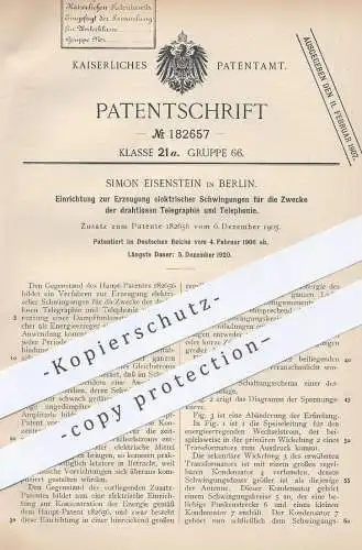 original Patent - Simon Eisenstein , Berlin 1902 , Erzeugung elektr. Schwingungen für Telegraphie , Telephonie | Telefon