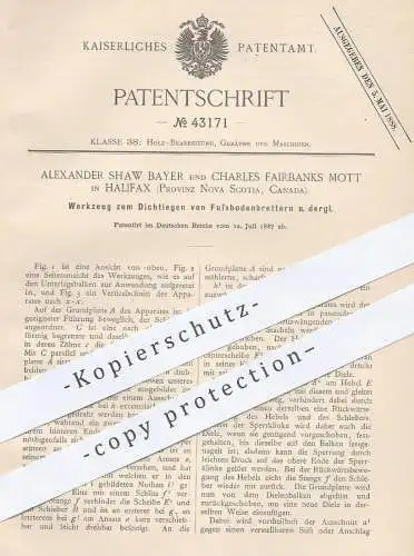 original Patent - Alexander Shaw Bayer , Charles Fairbanks Mott , Halifax , Nova Scotia , Kanada , Werkzeug für Parkett