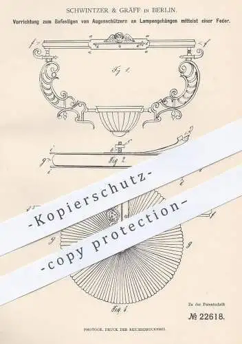 original Patent - Schwintzer & Gräff , Berlin  1882 , Augenschutz an Lampen | Lampenschirm , Lampe , Beleuchtung , Licht