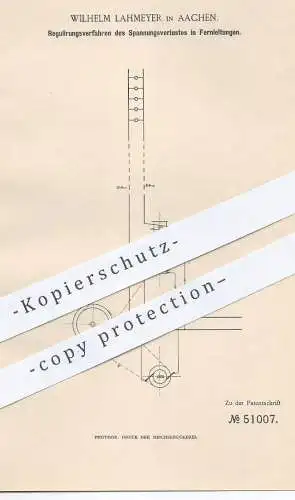 original Patent - Wilhelm Lahmeyer , Aachen , 1888 , Regulierung der Spannung in Stromleitungen | Strom , Elektriker !!