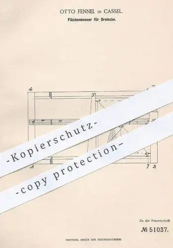 original Patent - Otto Fennel , Kassel , 1889 , Flächenmesser für Dreieck | Fläche messen | Geometrie , Mathematik !!