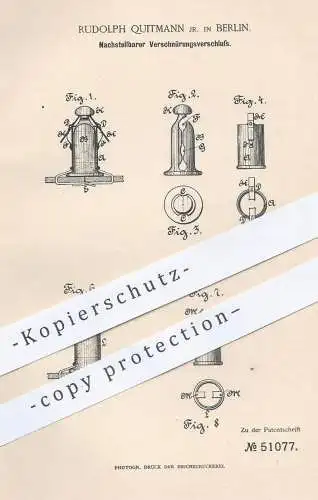 original Patent - Rudolph Quitmann , Berlin , 1889 , Verschnürungsverschluss zum Transport , Verladen , Verpacken !!