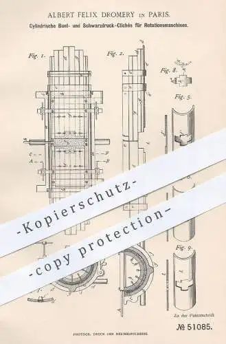 original Patent - Albert Felix Dromery , Paris , Frankreich , 1889 , Cliché für Buntdruck u. Schwarzdruck | Druckerei !!