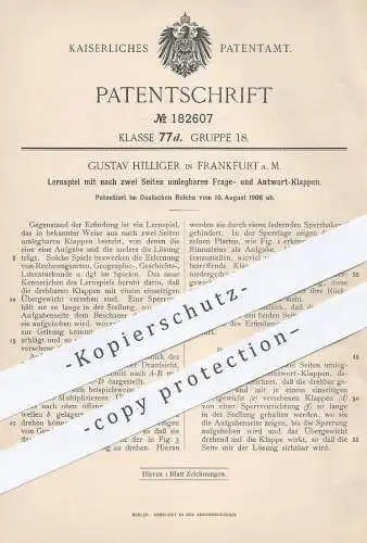 original Patent - Gustav Hilliger , Frankfurt / Main , 1906 , Frage & Antwort - Lernspiel | Spiel , Schule , Lehrer !!