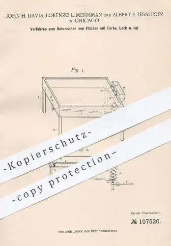 original Patent - John H. Davis , Lorenzo L. Merriman , Albert E. Jessurun , Chicago , 1899 , Überzug mit Farbe , Lack !