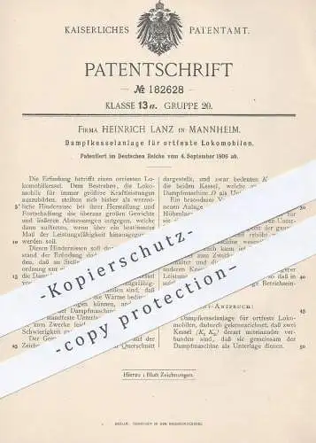 original Patent - Heinrich Lanz , Mannheim , 1906 , Dampfkesselanlage für Lokomobile | Lokomobil - Kessel | Dampfkessel