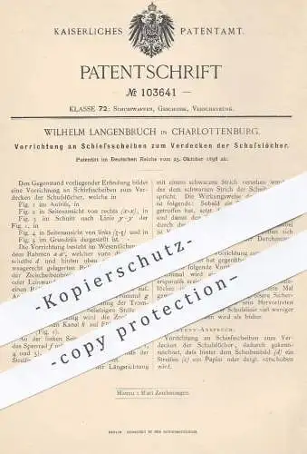 original Patent - Wilhelm Langenbruch , Berlin / Charlottenburg , 1898 , Vorrichtung an Schießscheiben | Schießscheibe !