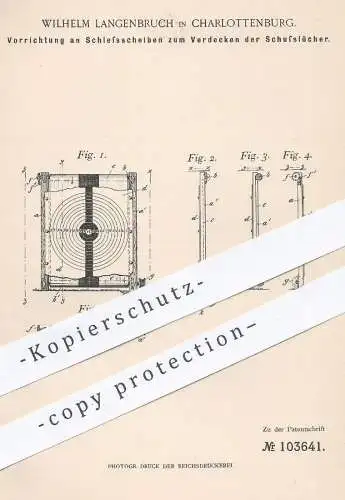 original Patent - Wilhelm Langenbruch , Berlin / Charlottenburg , 1898 , Vorrichtung an Schießscheiben | Schießscheibe !