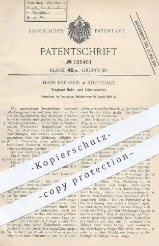 original Patent - Hans Bauereis , Stuttgart , 1906 , Tragbare Bohrmaschine , Fräsmaschine | Bohren , Fräsen , Bohrer !!