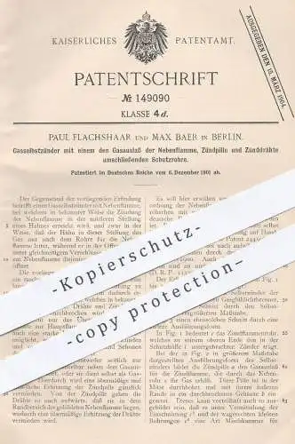 original Patent - Paul Flachshaar , Max Baer , Berlin , 1901 , Gasselbstentzünder | Gas Zünder , Zündung , Brenner !!