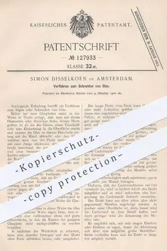 original Patent - Simon Disselkoen , Amsterdam , 1900 , Schneiden von Glas | Gläser , Glaserei , Glasbläser !!