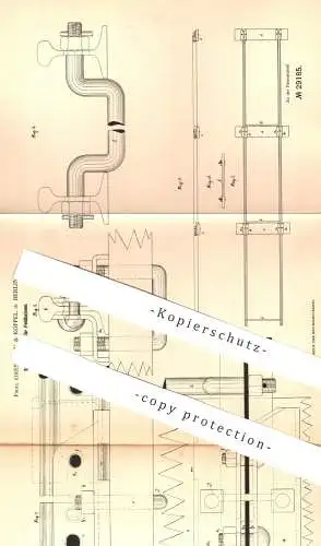 original Patent - Orenstein & Koppel , Berlin , 1884 , Stoßverbindung für Feldbahnen | Eisenbahnen , Schienen , Bahn !!!