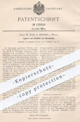 original Patent - W. Noll , Minden , 1901 , Entlüften von Flüssigkeiten | Getränke mit Kohlensäure | Zapfanlage !!!