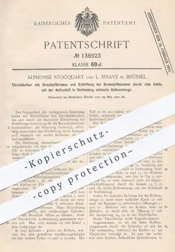 original Patent - Alphonse Stocquart , L. Sinave , Brüssel , 1901 , Türschließer mit Druckluftbremse | Tür , Bremse !!