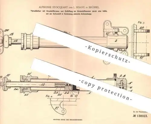 original Patent - Alphonse Stocquart , L. Sinave , Brüssel , 1901 , Türschließer mit Druckluftbremse | Tür , Bremse !!