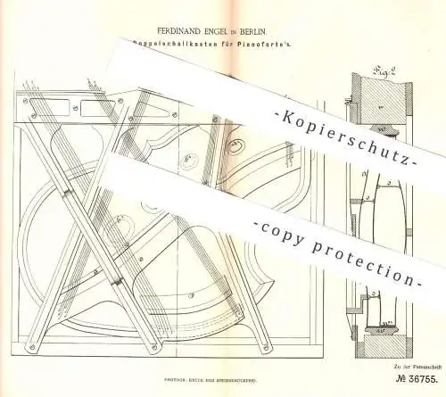 original Patent - Ferdinand Engel , Berlin , 1886 , Doppelschallkasten f. Pianoforte | Piano , Klavier , Musikinstrument