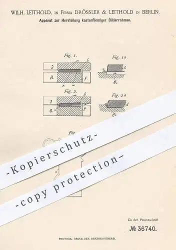 original Patent - Wilh. Leithold , Drössler & Leithold , Berlin , 1886 , kastenförmige Bilderrahmen | Foto Bild , Rahmen