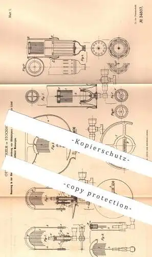 original Patent - Otto Fahnehjelm , Stockholm , 1885 , Glühlampe zur Erzeugung von Licht mittels Wassergas | Lampe !!