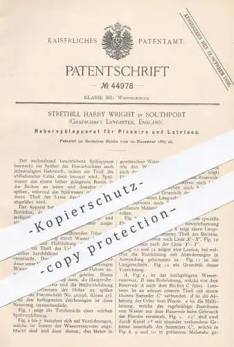 original Patent - Strethill Harry Wright , Southport , Lancaster , England , 1887 , Spülung für Pissoir , Latrine , WC !