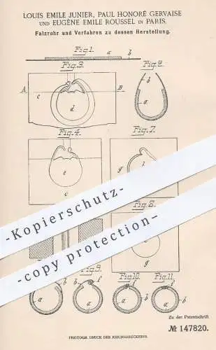 original Patent - Louis Emile Junier , Paul Honoré Gervaise , Eugène Emile Roussel , Paris  Frankreich , 1902 , Falzrohr