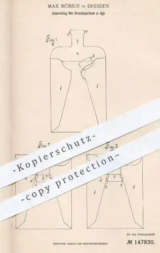 original Patent - Max Möbius , Dresden , 1902 , Umschlag für Papier , Blätter | Briefumschlag , Kuvert , Papierfabrik