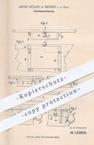 original Patent - Adolf Müller , Meissen / Elbe , 1901 , Ladenkassensicherung | Ladenkasse , Kasse , Geldkasse , Kassen