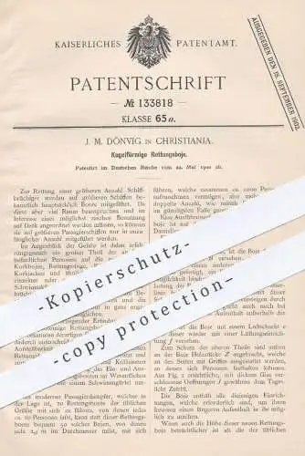 original Patent - J. M. Dönvig , Christiania , 1900 , Kugelförmige Rettungsboje | Boje zur Rettung | Schiff , Boot !!!