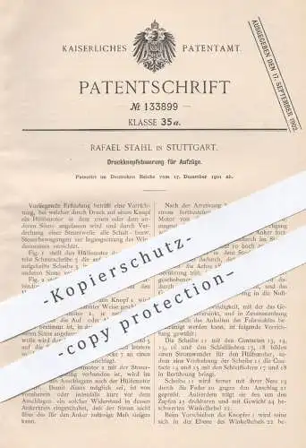 original Patent - Rafael Stahl , Stuttgart , 1901 , Druckknopf - Steuerung für Aufzüge | Aufzug , Fahrstuhl , Motor !!