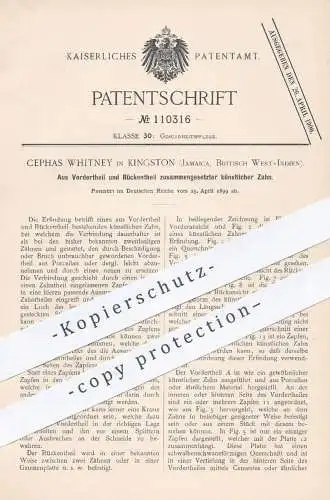 original Patent - Cephas Whitney , Kingston Jamaica , Britisch West Indien , 1899 , künstlicher Zahn | Zähne , Zahnarzt