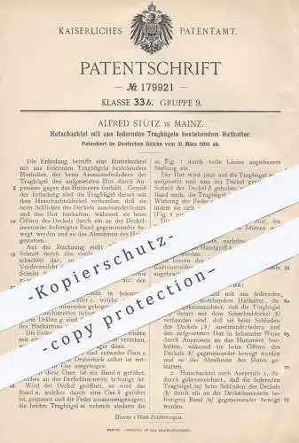 original Patent - Alfred Stütz , Mainz , 1906 , Hutschachtel mit Huthalter | Hut , Hüte , Modist , Schachtel !!!