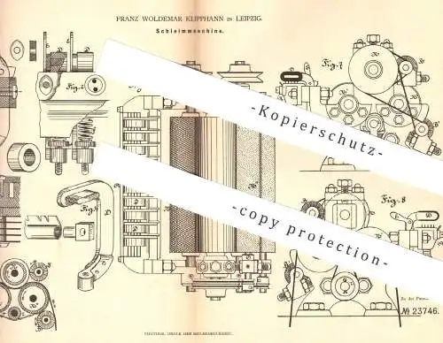 original Patent - Franz Woldemar Klipphahn , Leipzig , 1882 , Schleimmaschine für Schlachter , Fleischer | Schlachterei