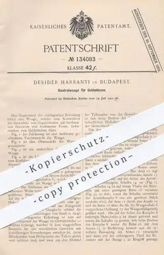 original Patent - Desider Harsanyi , Budapest , 1901 , Kontrollwaage für Geld - Münzen | Waage , Geldwaage , Münzwaage